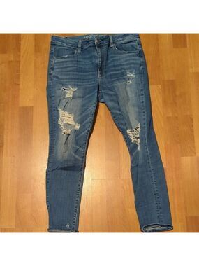 American Eagle Outfitters High Rise Ripped Jeggings 12 Short